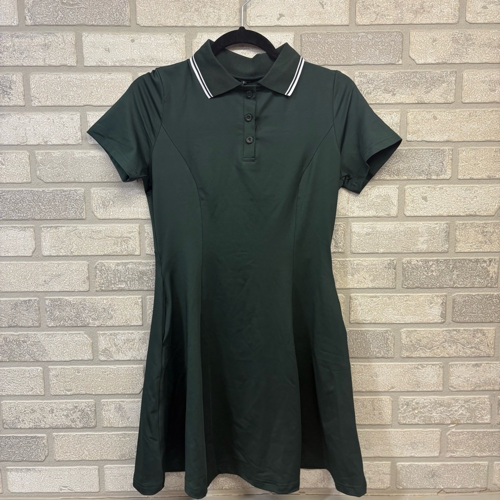 FKEEP Hunter Green Polo Dress with Pockets and Shorts S